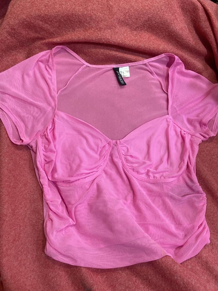 🎀🧚‍♀️H&amp;m Pink Mesh Top🎀