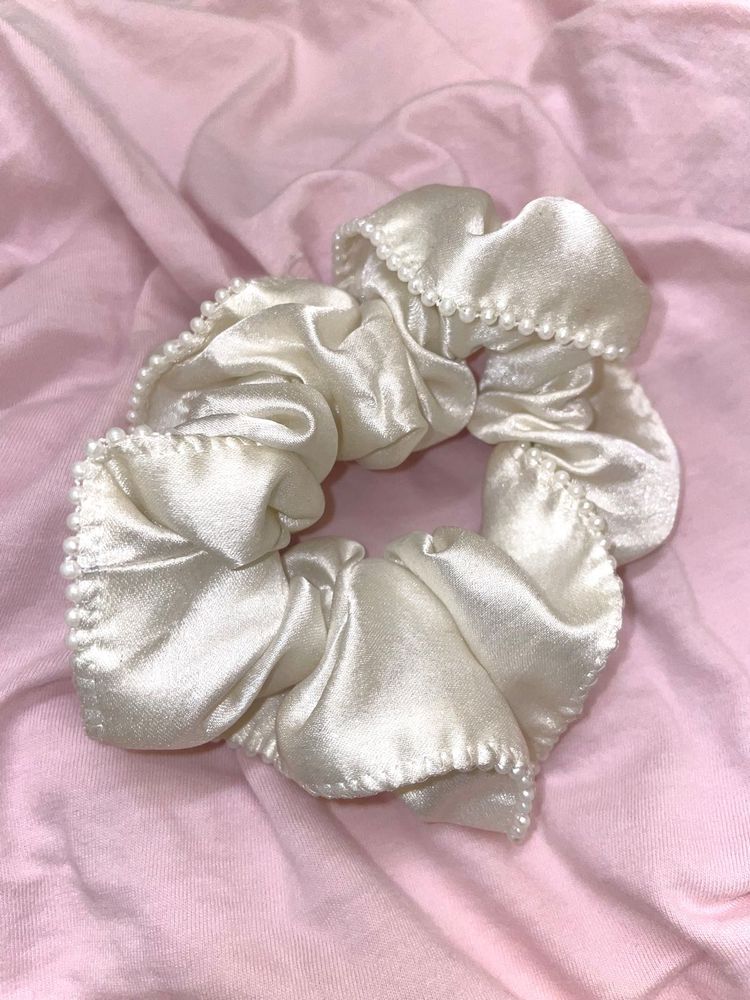 Elegant Pearl &amp; Satin Scrunchie