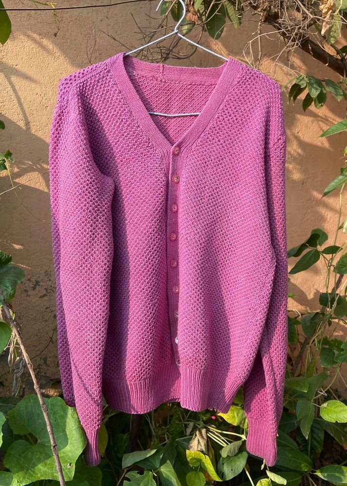 Handknit purple cardigan