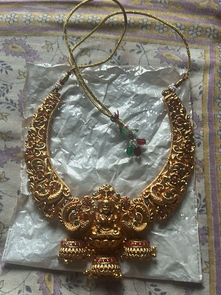 Exquisite Temple Necklace with Lakshmi Motif