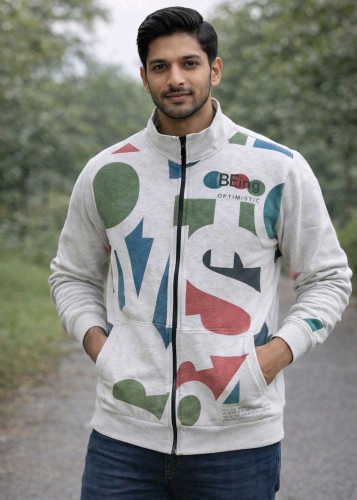 Abstract Patterned Zip-Up Jacket