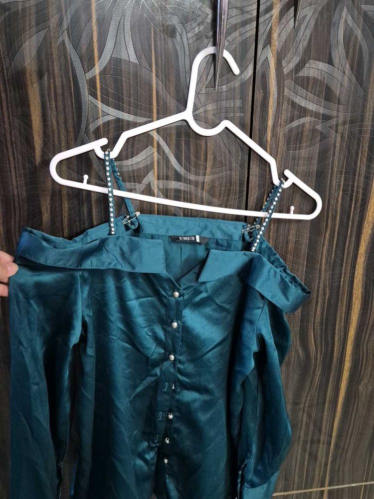 Elegant Off-Shoulder Satin Blouse