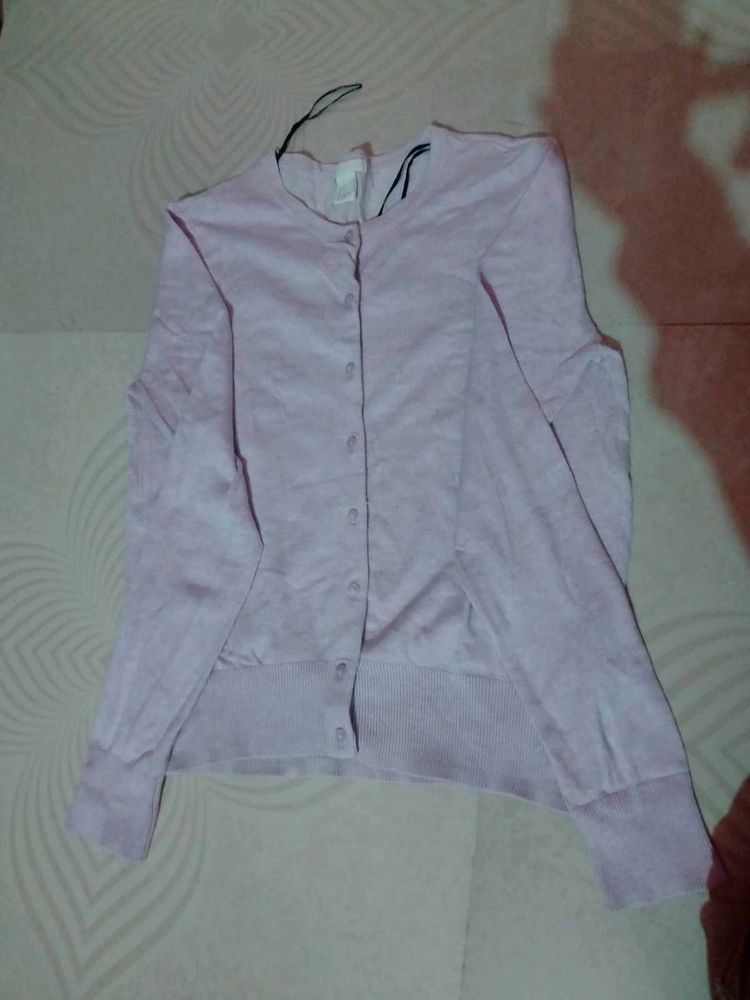 Pale Pink Button-Down Cardigan