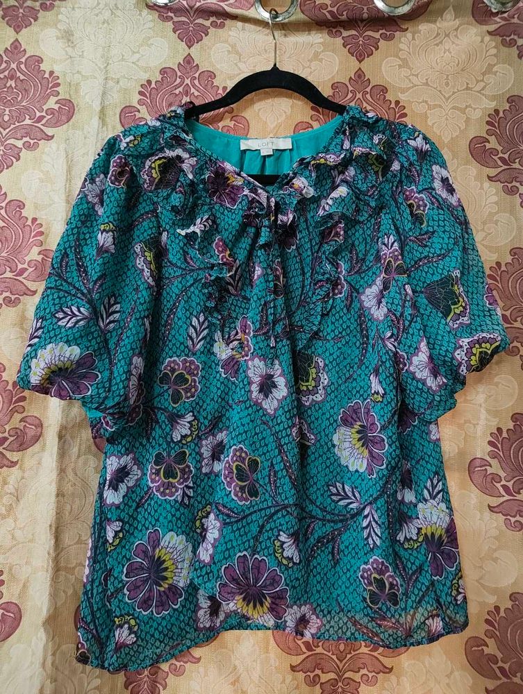 Floral Print Ruffled Blouse