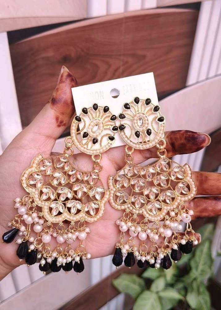 Exquisite Kundan &amp; Pearl Drop Earrings