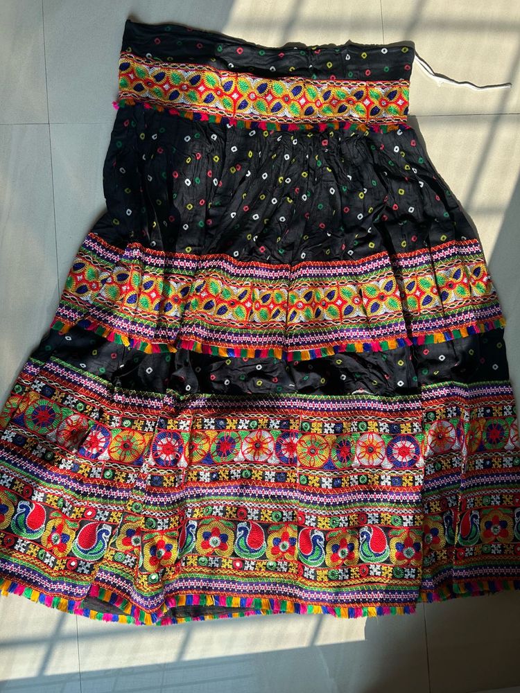 Embroidered Black Garba ghargra with blouse