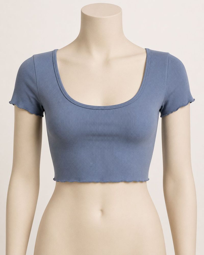 Ribbed Lettuce Hem Crop Top