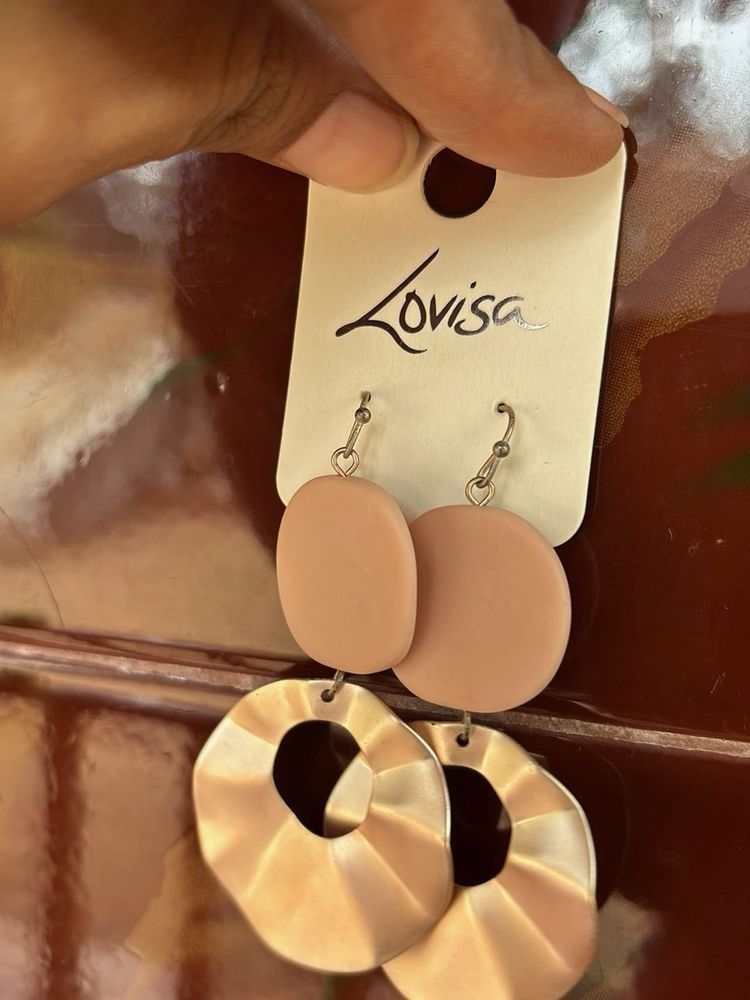 Stylish Blush Pink &amp; Gold Dangle Earrings