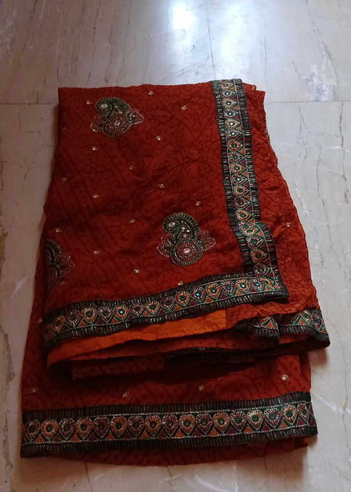 Beautiful Red Embroidered Saree