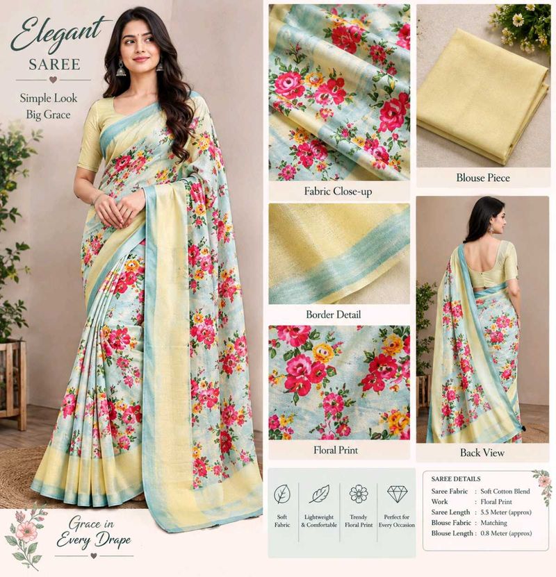 Floral Print Saree