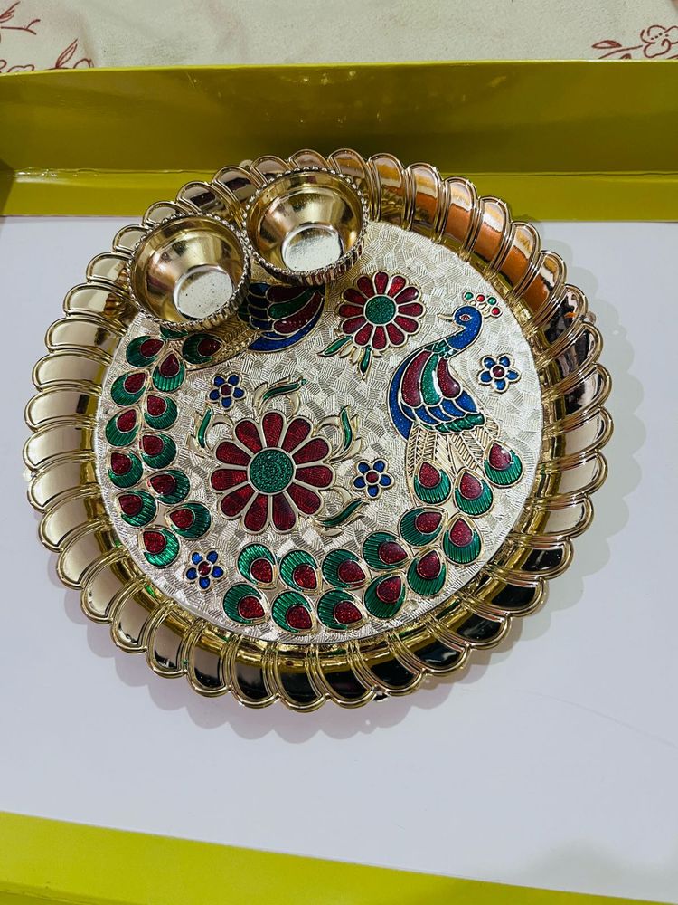 Decorative Peacock Design Pooja Thali new wdttag