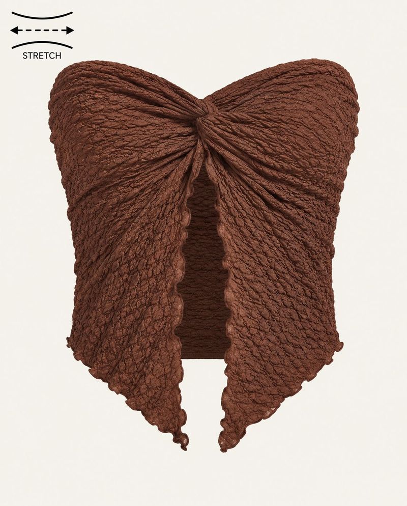 Crinkle Knit Strapless Top