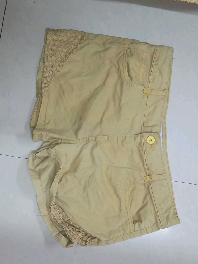 Cute Tan Lace Shorts