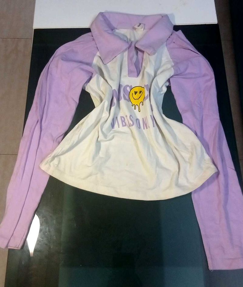 Cute Smiley Face Graphic Long Sleeve Top