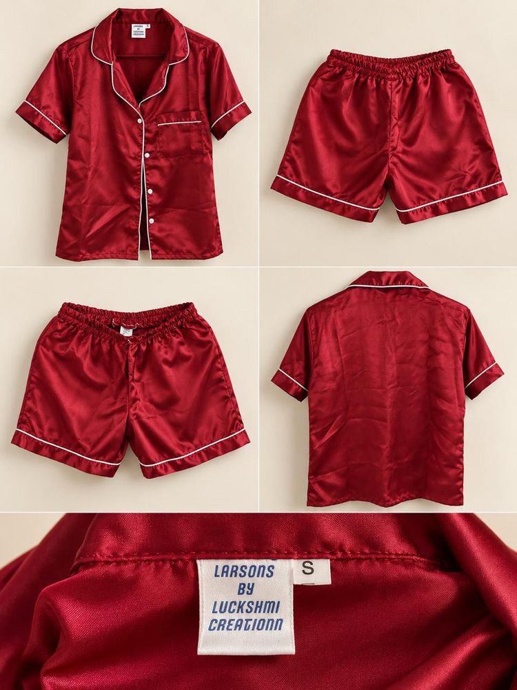 Satin Pajama Set - Red