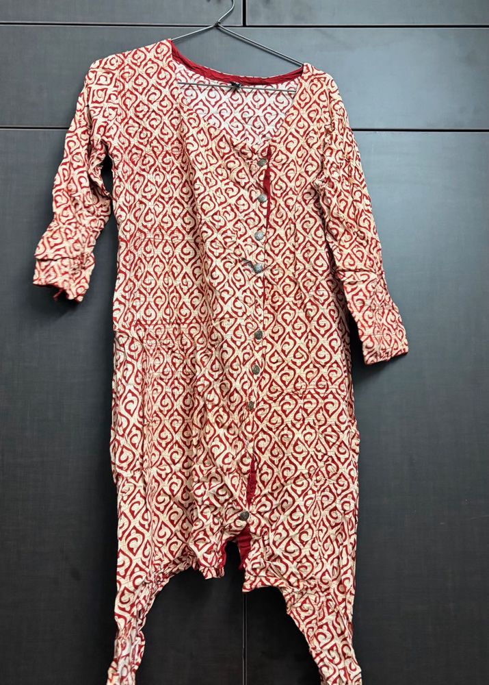 Red Printed Kurta