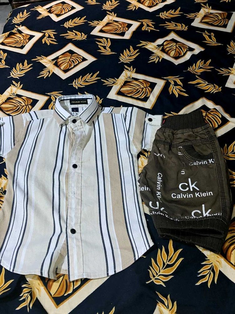 Boy's Striped Shirt &amp; Calvin Klein Pants Set