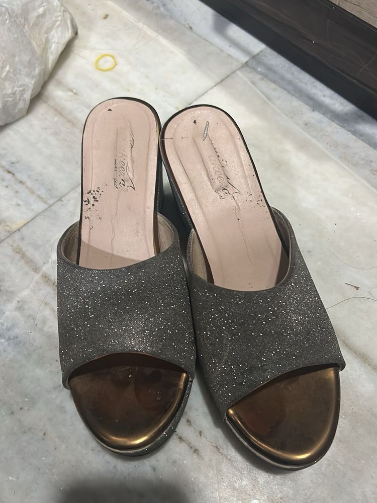 Sparkly Block Heel Mules