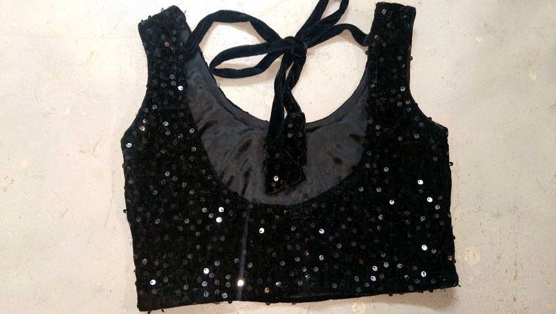 Sparkling Black Sequin Blouse