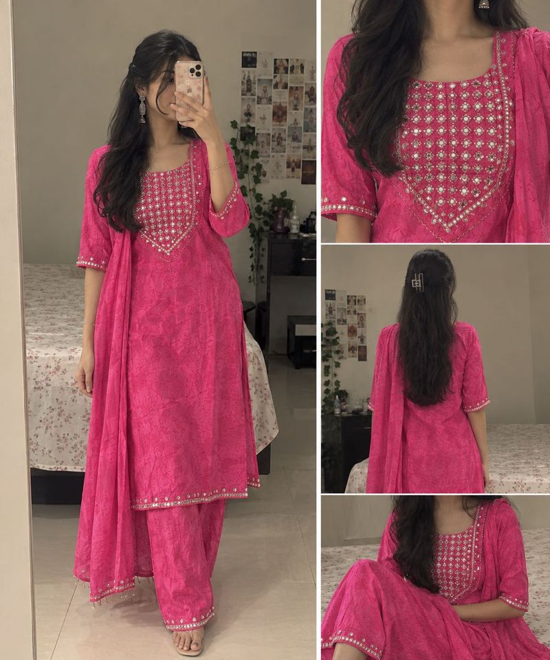 Beautiful Pink Kurta Set with Embellishments