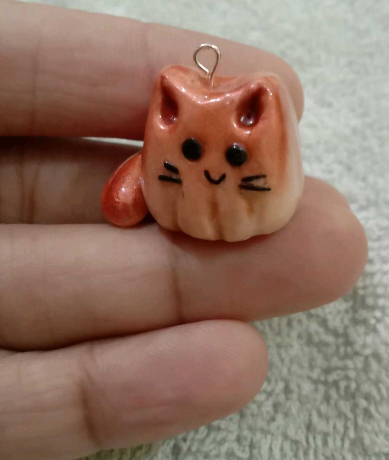 Handmade Cute Cat Clay Charm 🐱🧡