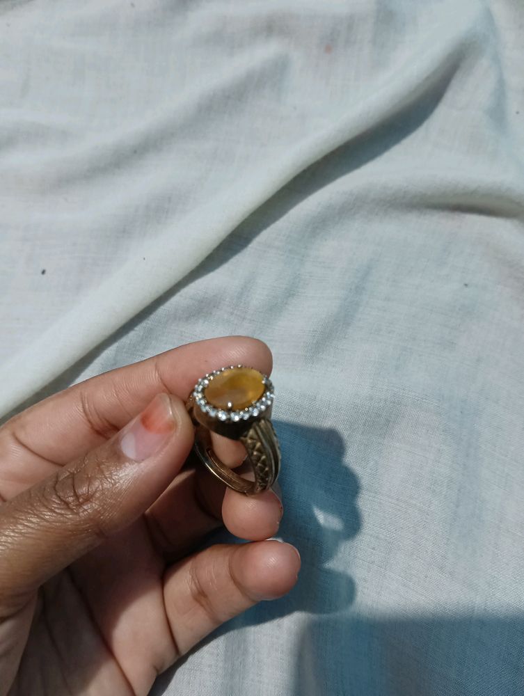 Pure Silver yellow sapphire ring (astrological pur
