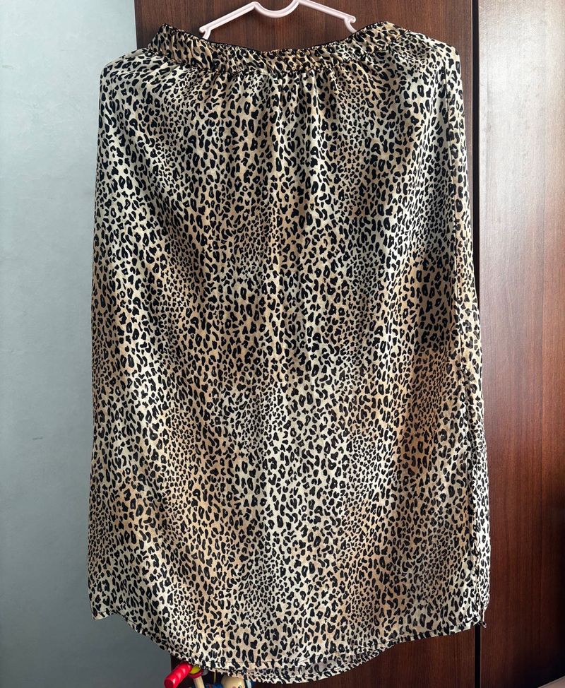 Leopard Print Midi Skirt