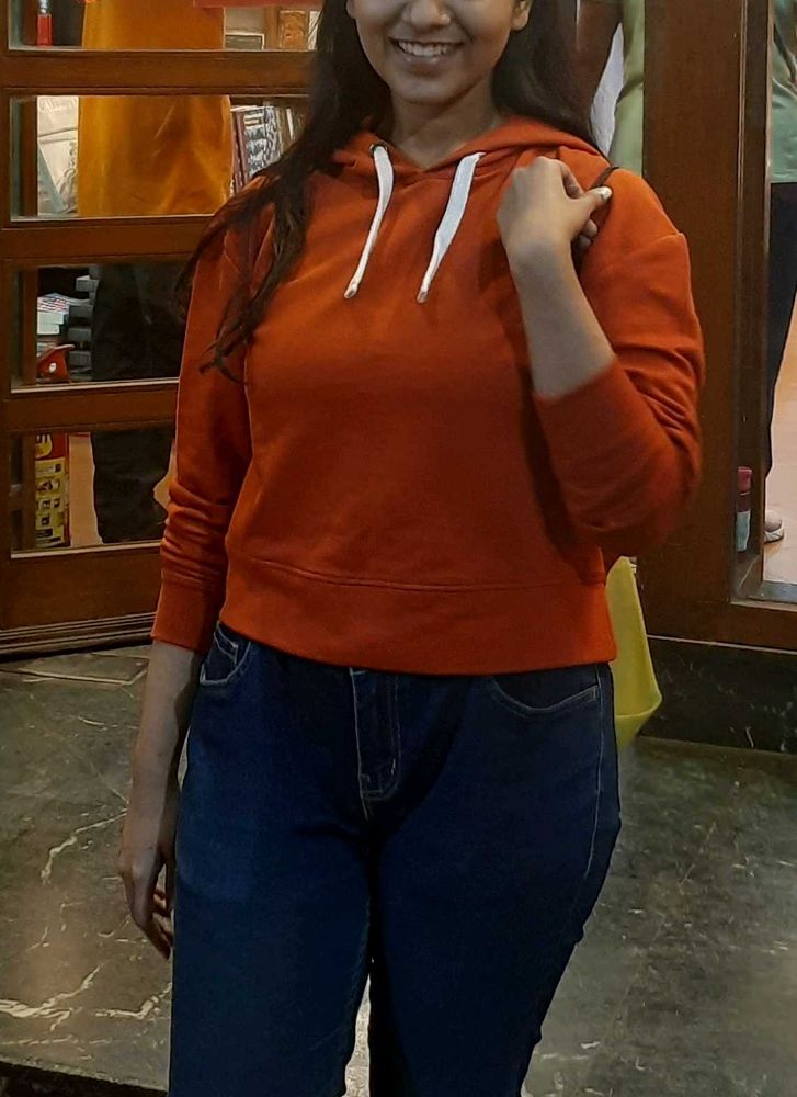 Roadster Burnt Orange Cropped Hoodie