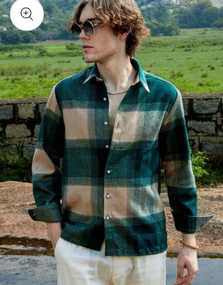 Men's Green Plaid Casual Shirt