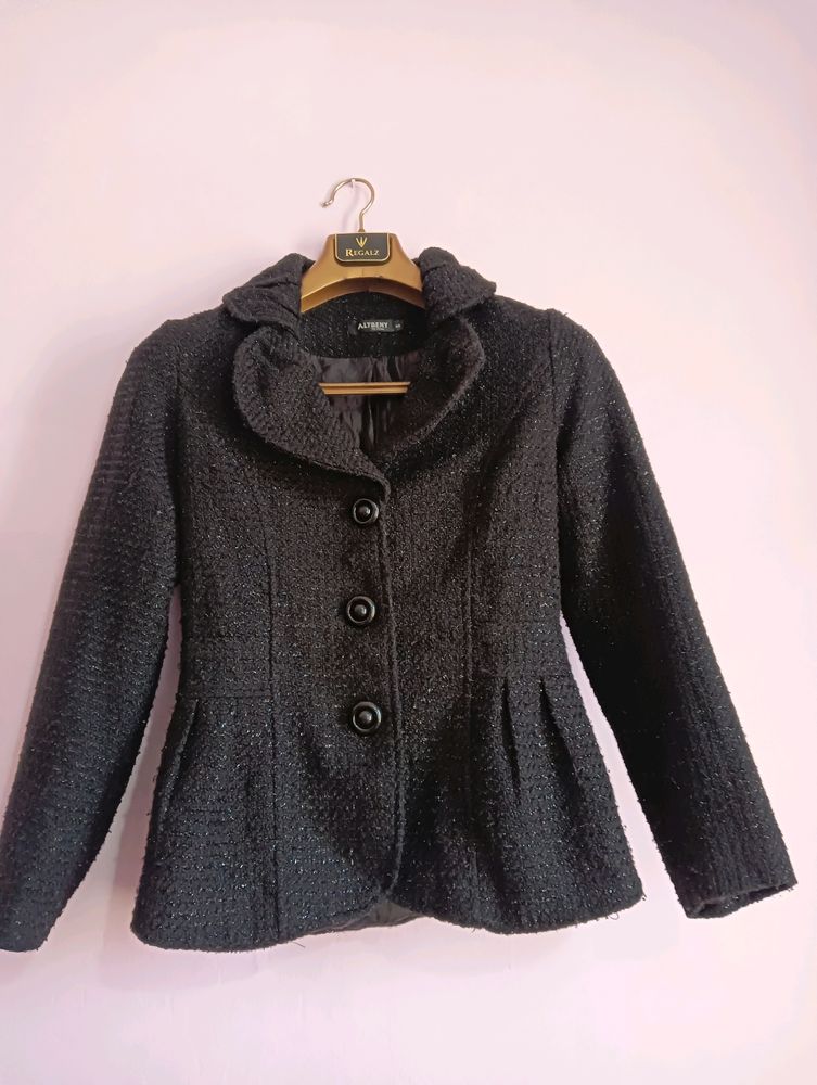 Shining Black Blazer For Women
