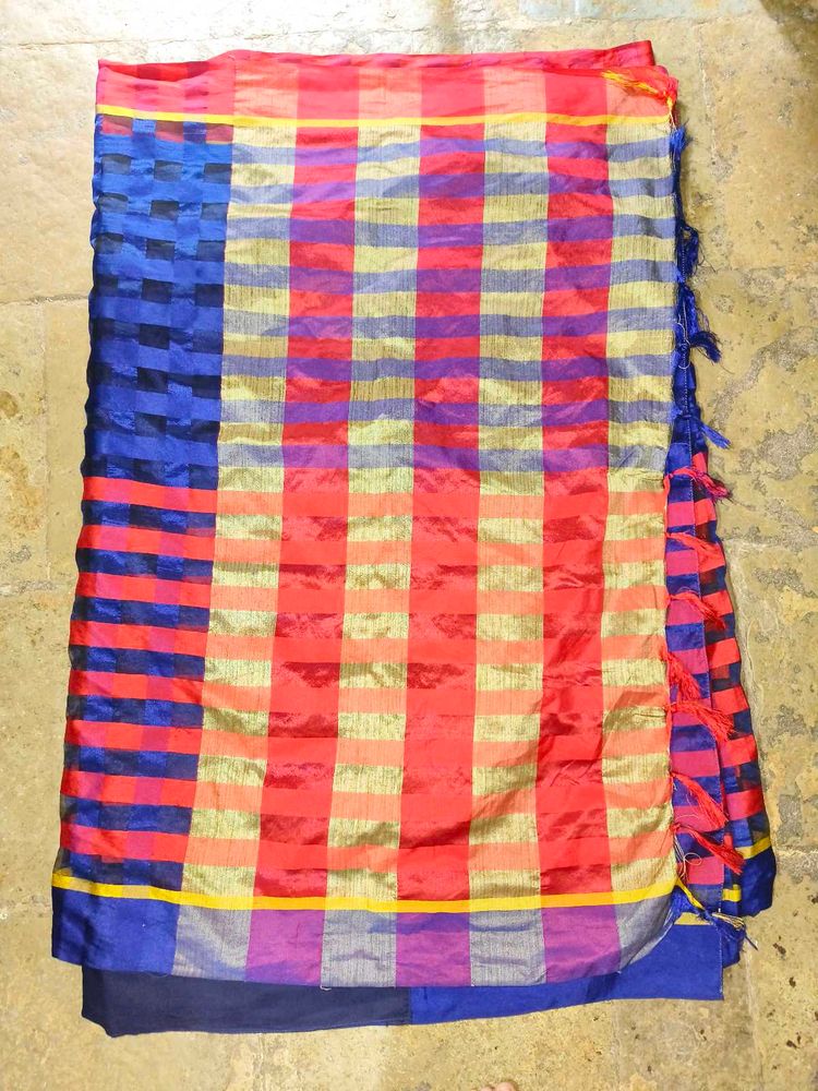 Vibrant Checkered Silk Saree