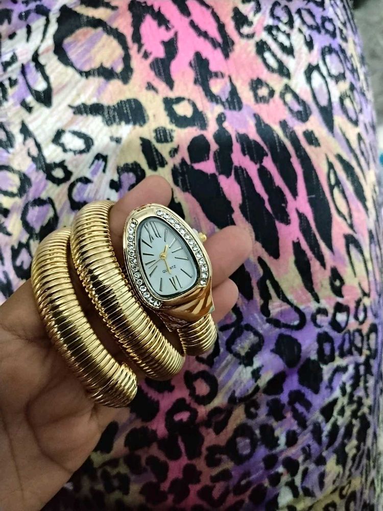 Gold Snake Wrap Watch