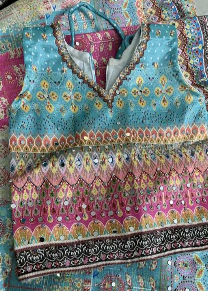 Embroidered Ethnic lehanga with mirror work
