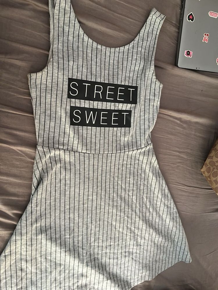 Grey Striped 'Street Sweet' Skater Dress