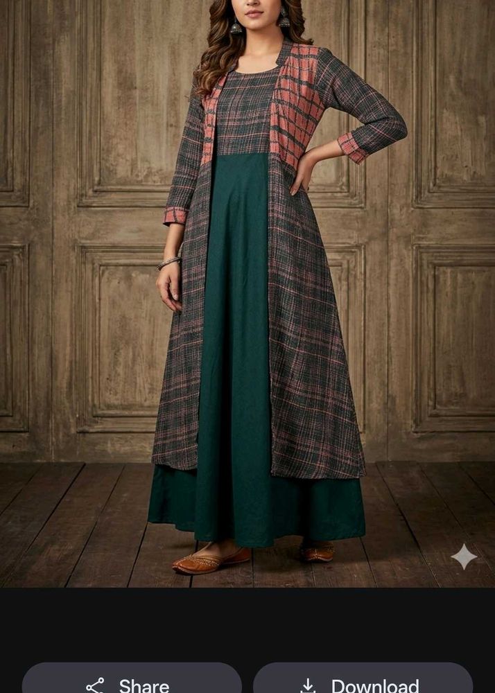 Elegant Checked  with Long Shrug attach kurt