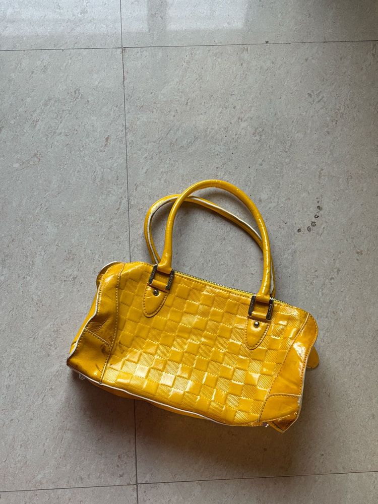 Bright Yellow Patent Leather Handbag