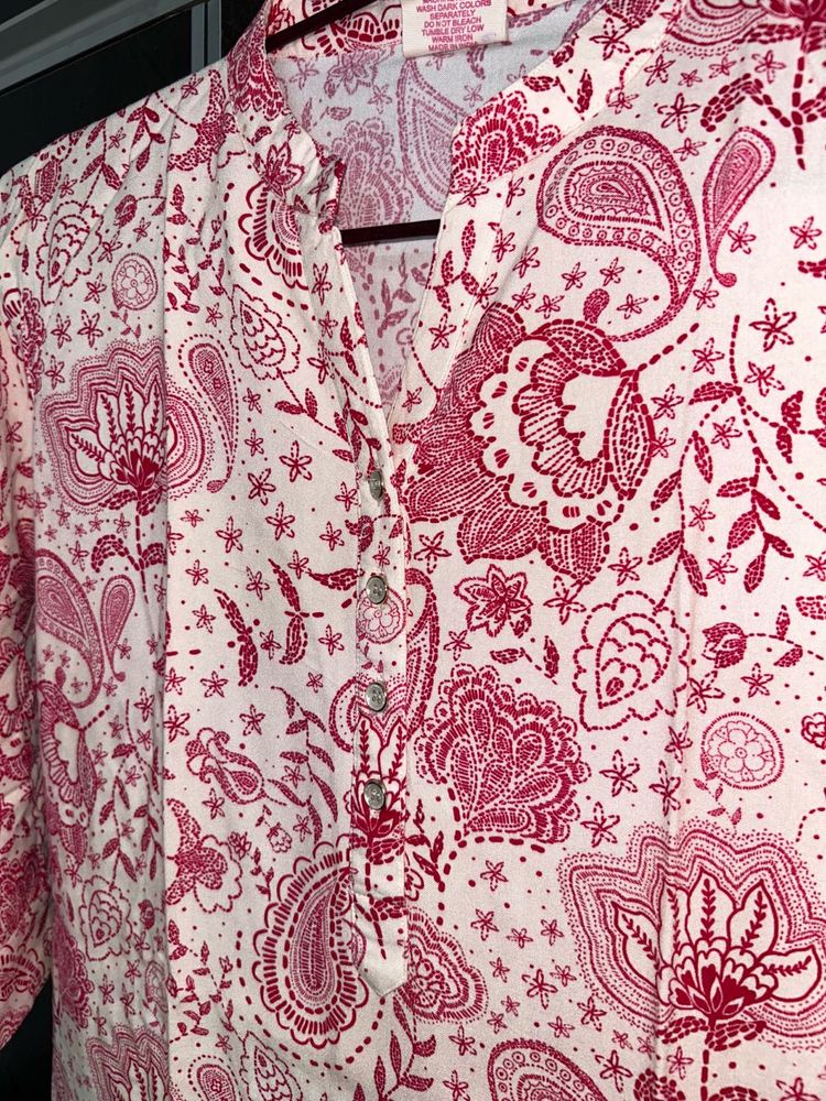 Vibrant Pink Paisley Print Kurta