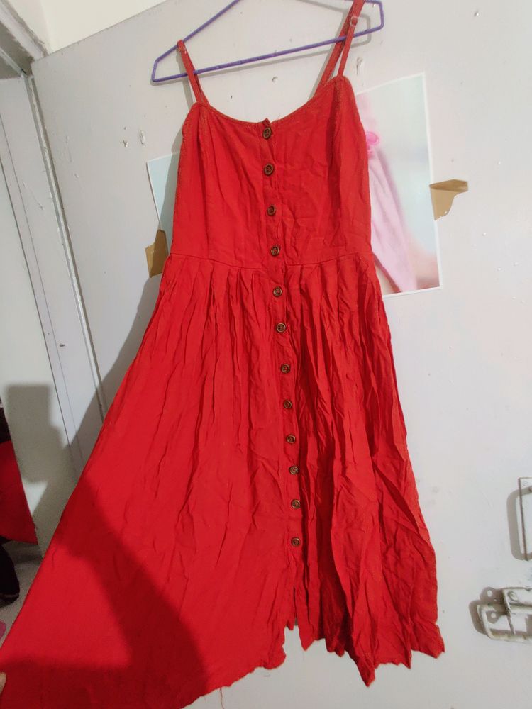 Unused Red Button Up Dress