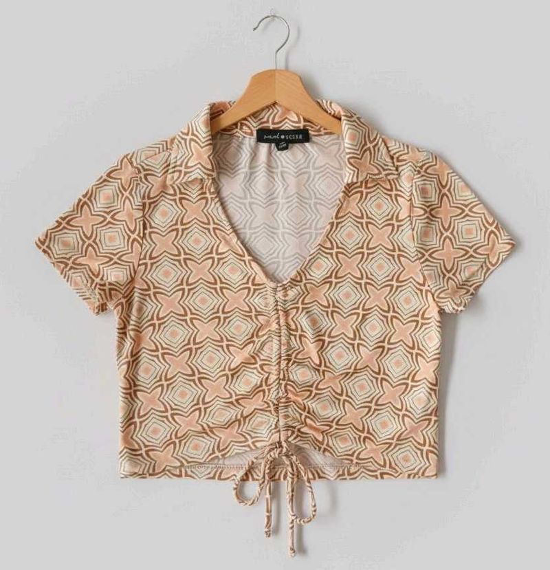 Peach Patterned Crop Top