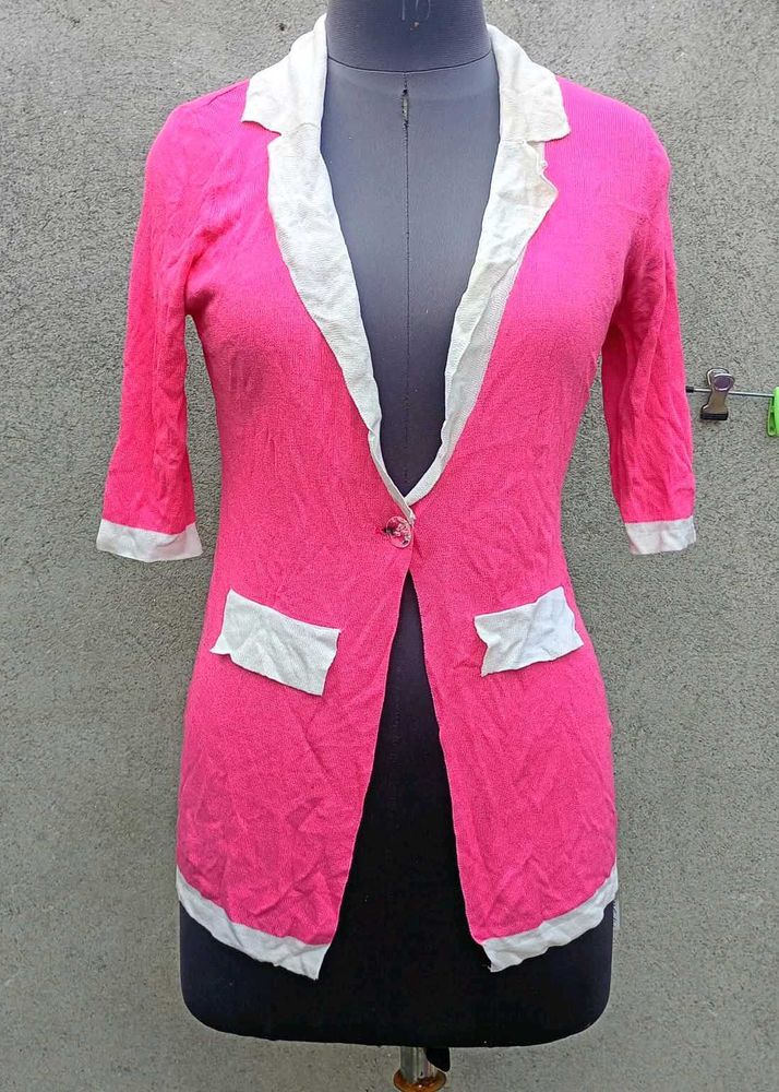 Pink Collared Cardigan