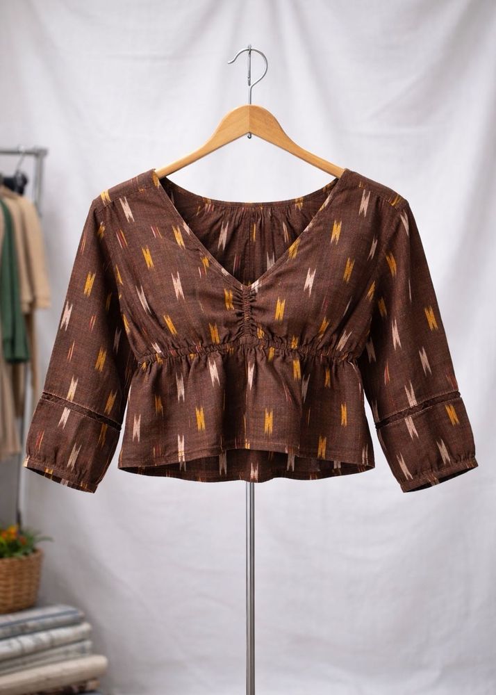 Stylish Ikat Print Peplum Top