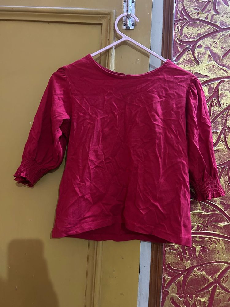 Vibrant Pink 3/4 Sleeve Top