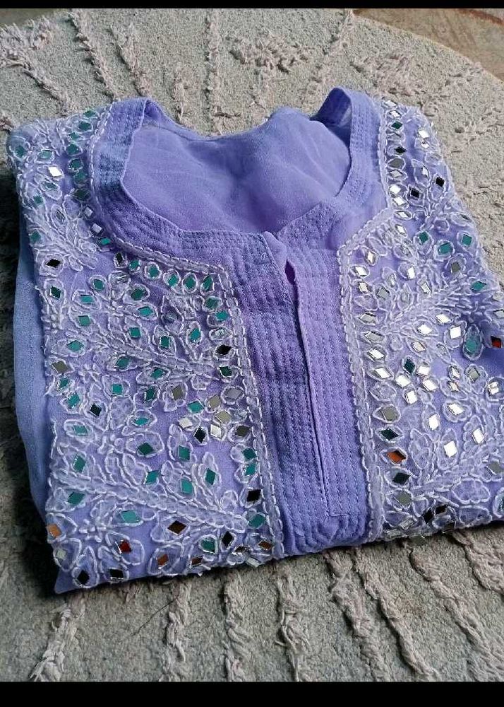 Lilac Kurta with Mirror Work