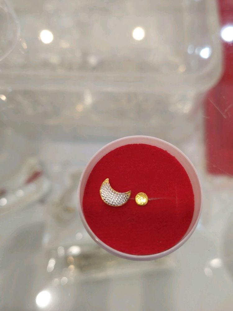 Dainty Gold Moon &amp; Star Stud Earrings