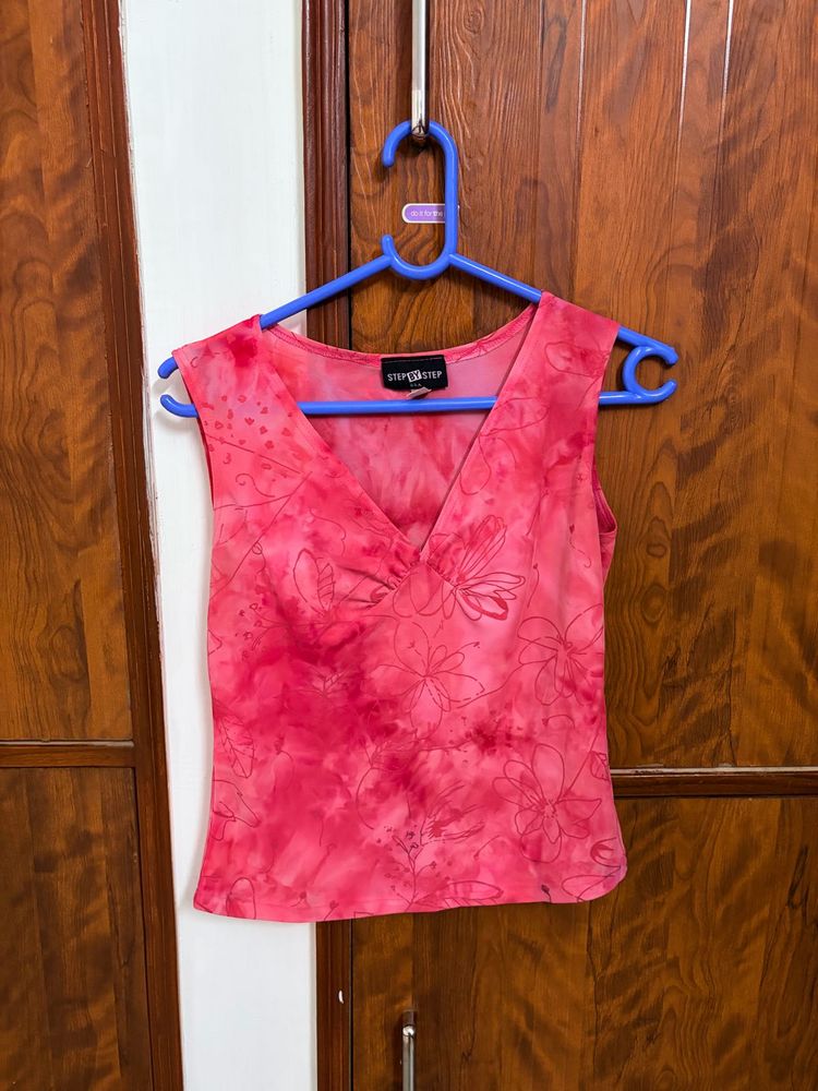 Y2K Pink Top + anti tarnish earring + wood bangle