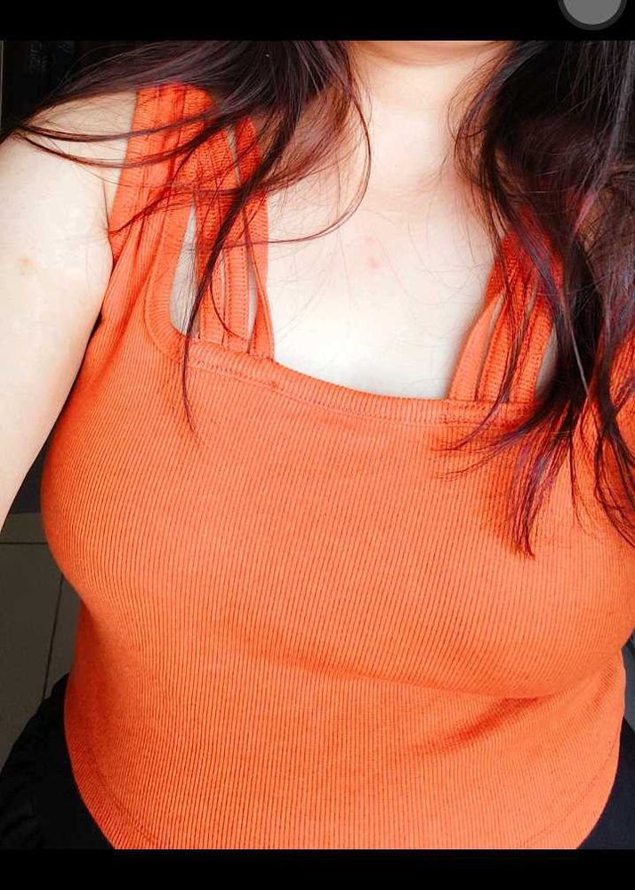 Roadster Trendy Orange Strap Detail Tank Top