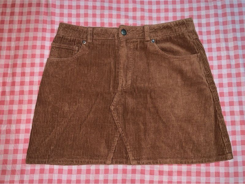 Brown Corduroy Mini Skirt