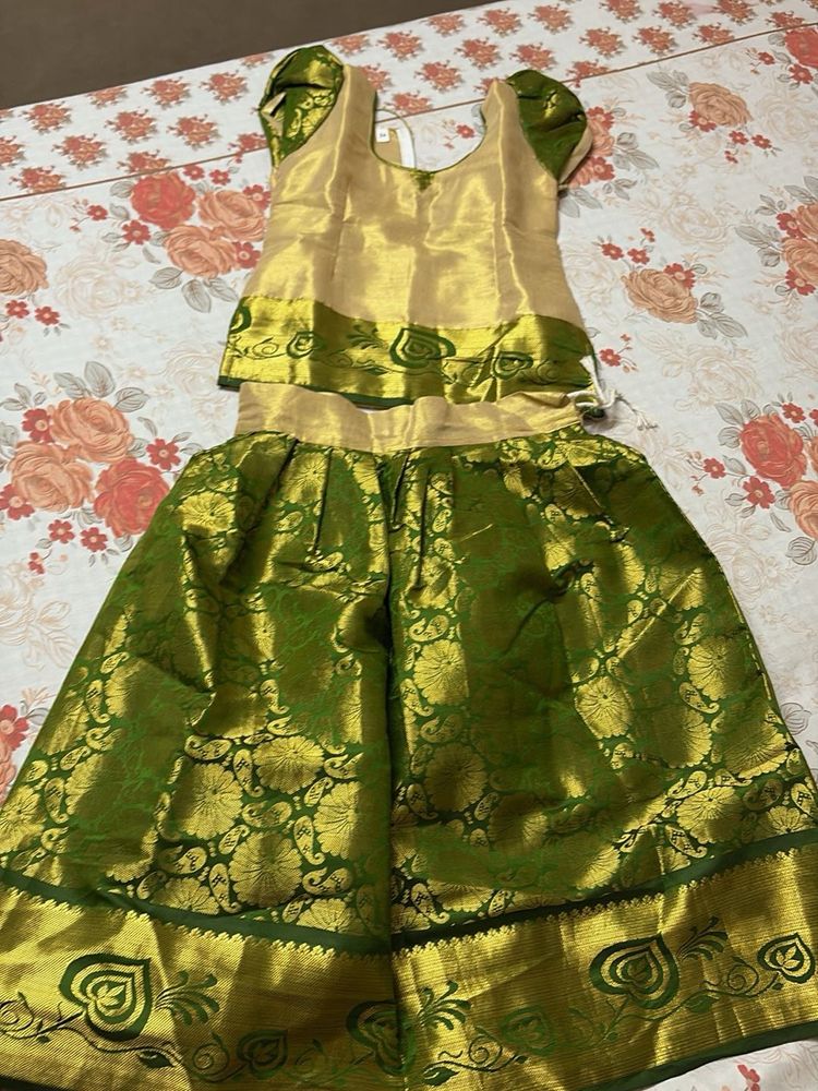 Girls' Traditional Pattu Pavadai Set