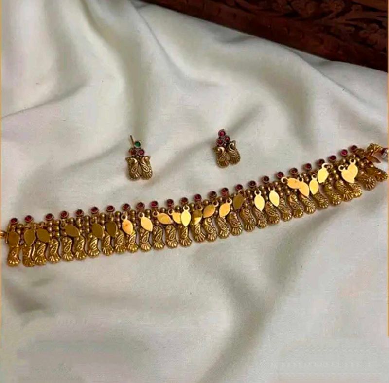Gold Plated Necklace &amp; Earrings Set