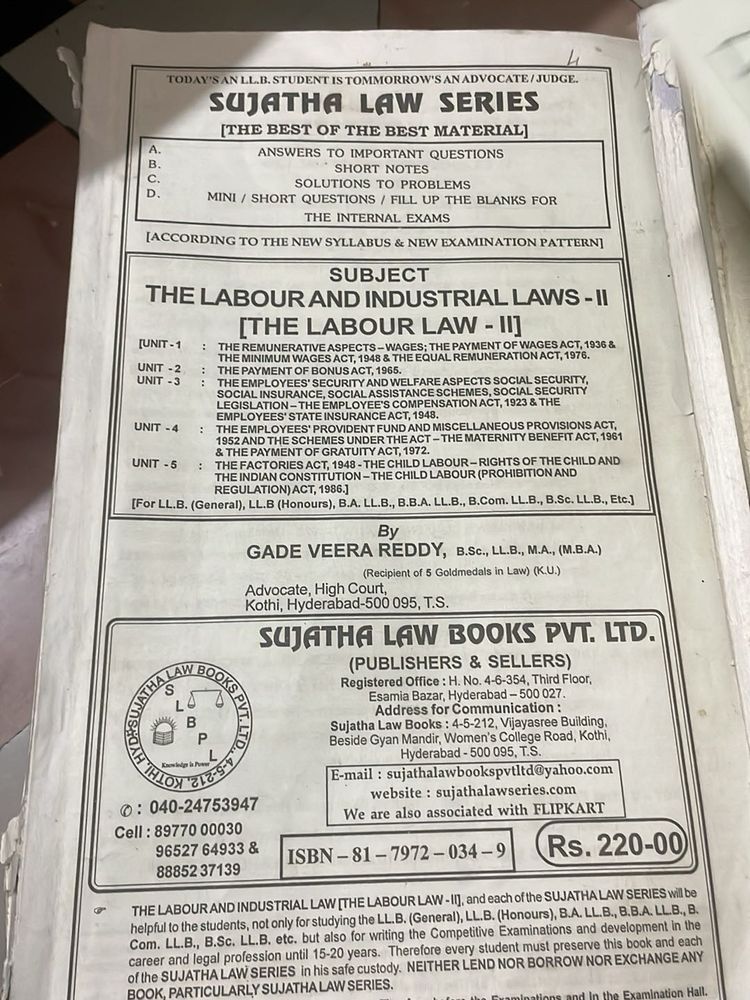 Labour And Industrial Laws II Book